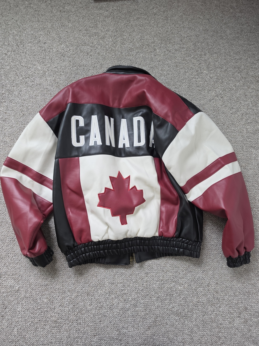 Vintage Canada Weather Gear Racing Bomber Jacket – Size M – Canadian Flag Design